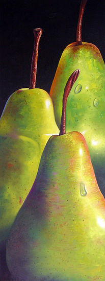 Tres peras verdes Oil Canvas Still Life Paintings