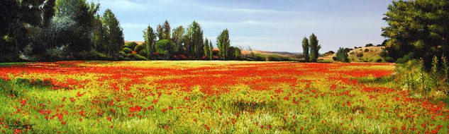 " cerca de Sotuélamos"- Albacete Óleo Tabla Paisaje