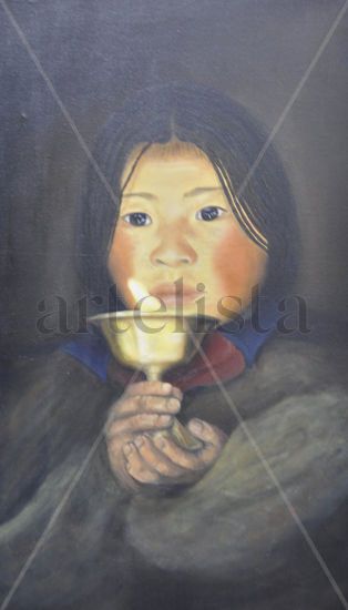 Niña nepalí Oil Canvas Portrait