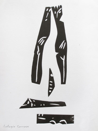 Él, ella y algunos animales, (He, She and some animals) Linocut