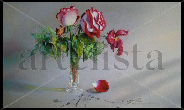 rosas en jarron Oil Canvas Floral Painting