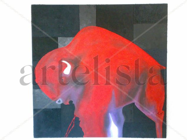 BUFALO ROJO Oil Canvas Animals