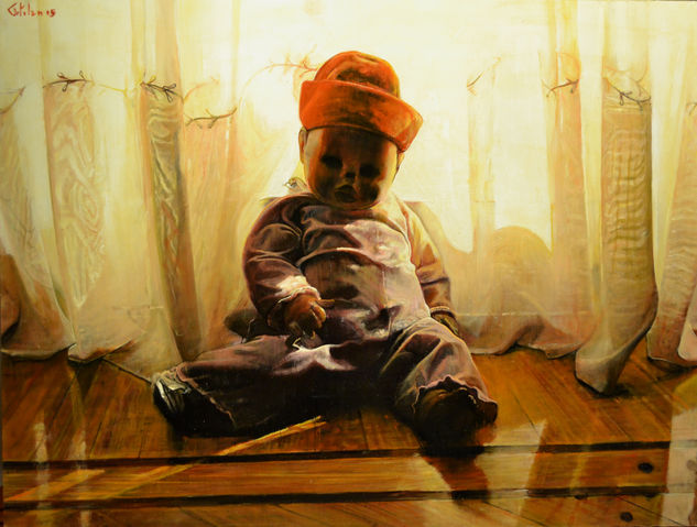 Recuerdos de la Infancia Oil Panel Figure Painting