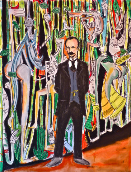 Jose Marti en la Jungla de Cuba Pastel Canvas Portrait