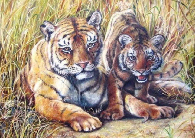 I - Tiger! Oil Textile Animals