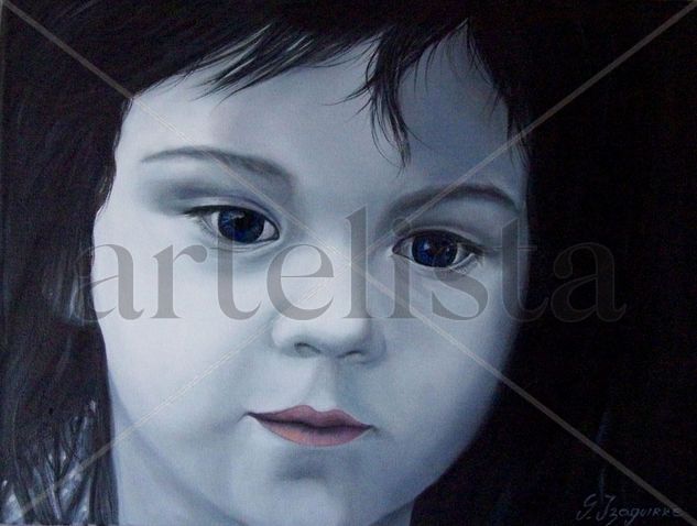 Pequeña niña de ojos azules Oil Canvas Portrait