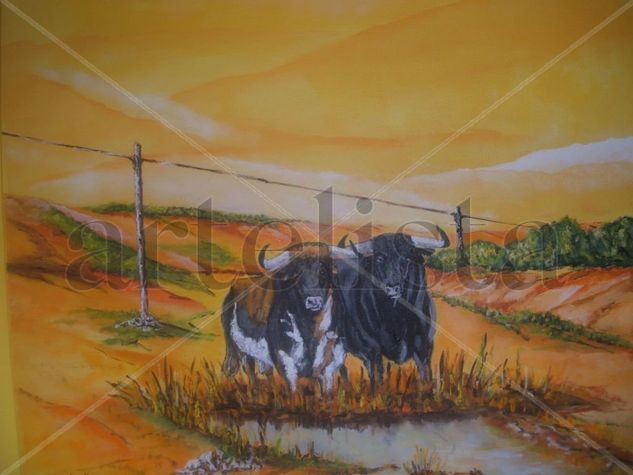 Dos toros Oil Canvas Landscaping