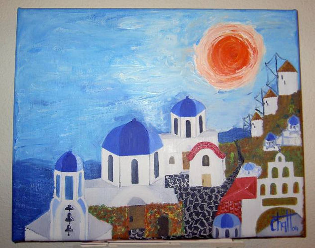 SANTORINI SUNSET Oil Canvas