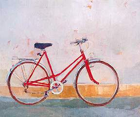 Bici Roja Oil Canvas