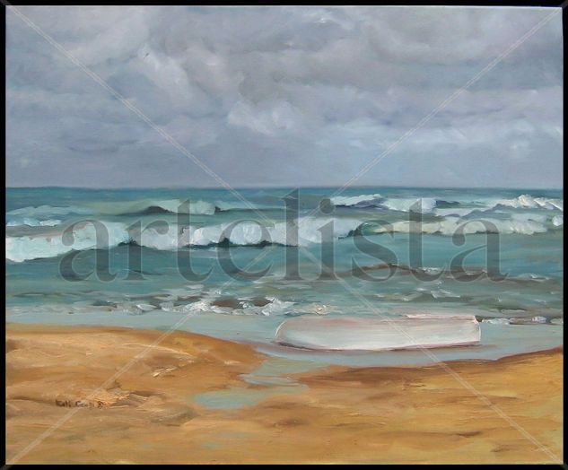 Mar y barco Oil Textile Marine Painting