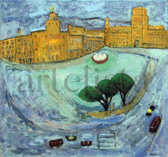 PLAZA DE CATALUNYA BARCELONA Oil Canvas Landscaping