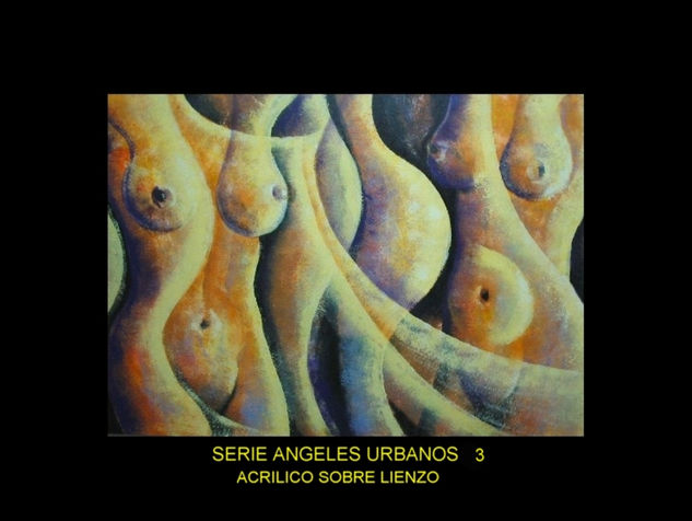 Serie Angeles urbanos Acuarela Lienzo Desnudos