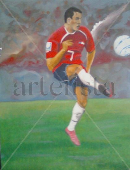 Alexis Sánchez ( En proceso) Acrylic Textile Portrait