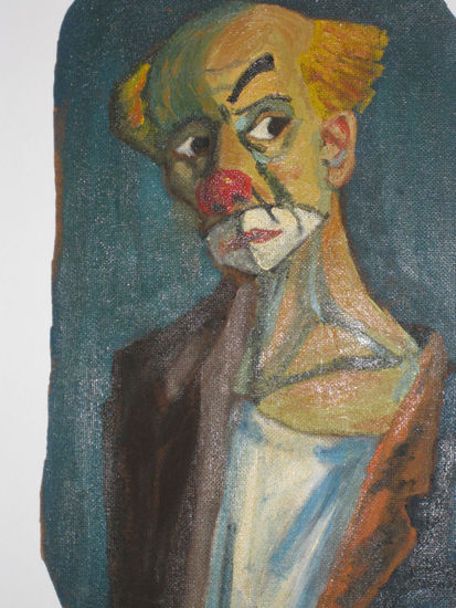 payaso Oil Panel Figure Painting