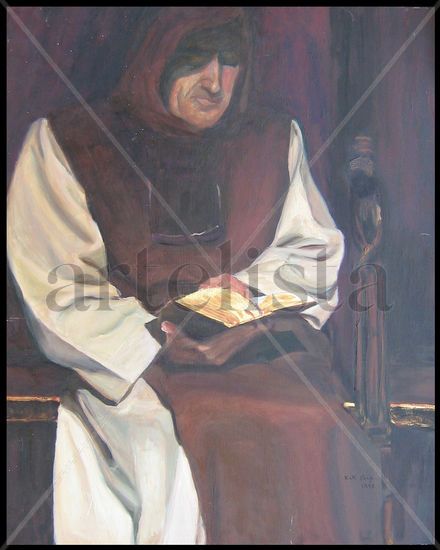 Monje Oil Panel Figure Painting