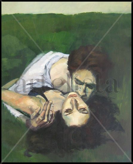 Pareja Oil Panel Figure Painting