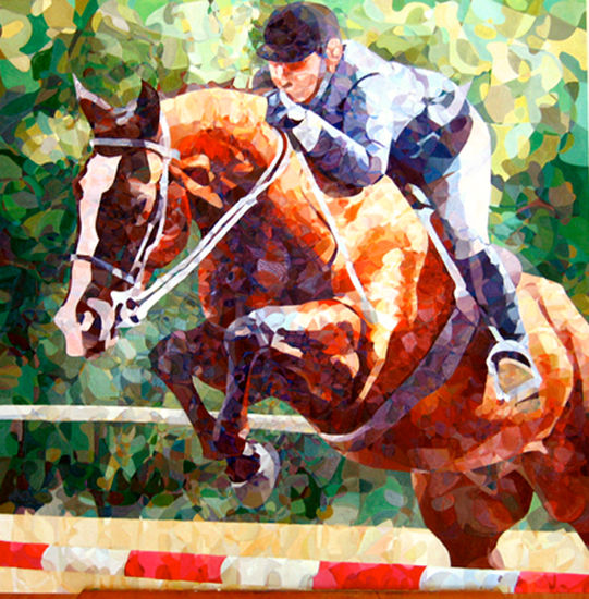 SALTO DE CABALLO Óleo Tabla Deportes