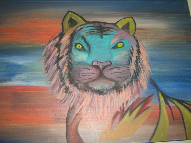 neon tiger Oil Canvas Animals