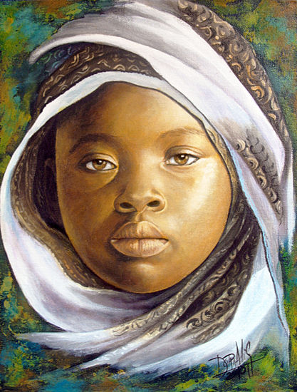 Niña de África 22 Acrílico Lienzo Retrato