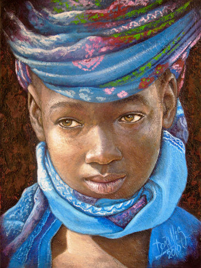 Niña de África 22 Acrylic Canvas Portrait