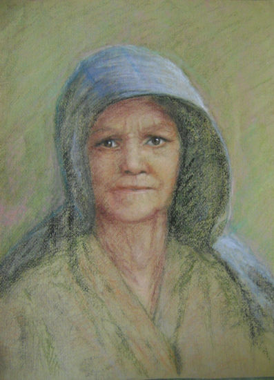 Bruja Gallega Pastel Paper Portrait