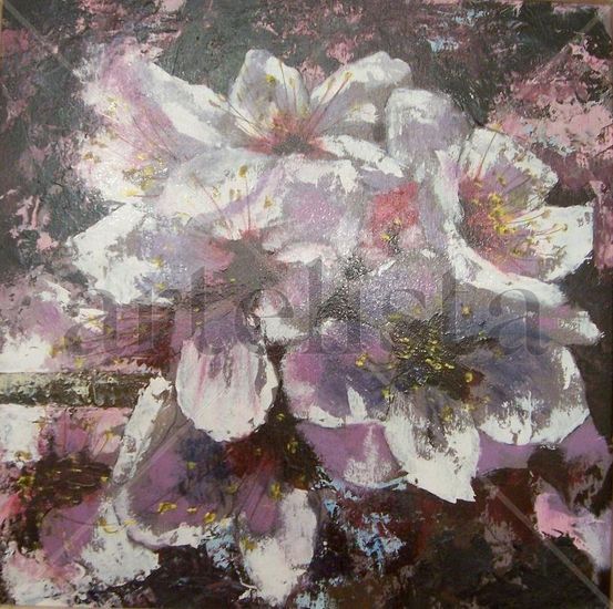 Flor de pruno Acrylic Panel Floral Painting