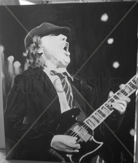 Retrato de Angus Young I Oil Canvas Portrait