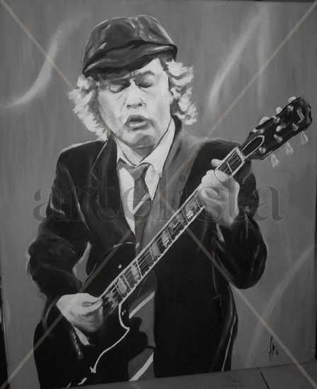 Retrato ANGUS YOUNG II Oil Canvas Portrait