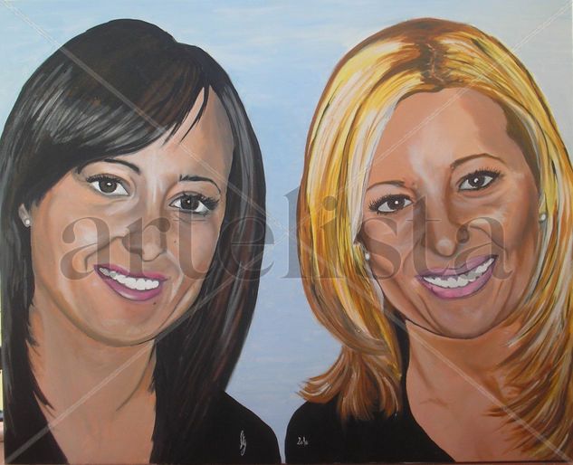 Retrato de Maria y Cristina Oil Canvas Portrait