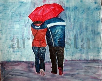 bajo la lluvia Acrylic Canvas Figure Painting