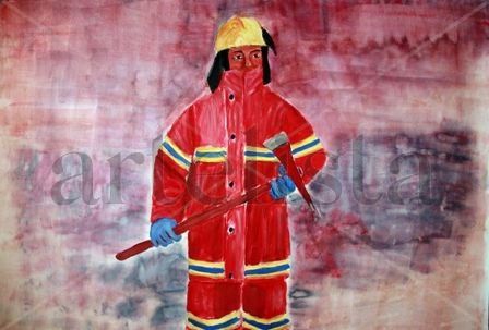 bombero Acrylic Canvas Figure Painting