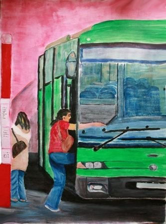 Subiendo al autobus