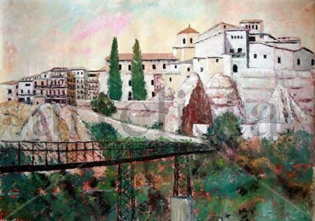 casas colgadas de cuenca Oil Canvas Landscaping