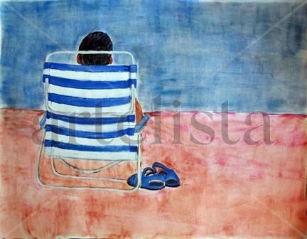 en la playa Acrylic Canvas Figure Painting