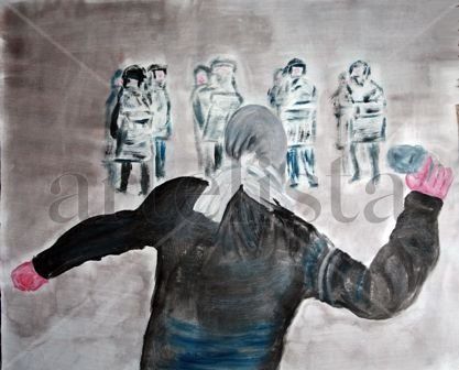 Intifada Acrylic Canvas Figure Painting