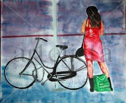 esperando a Celia Acrylic Canvas Figure Painting