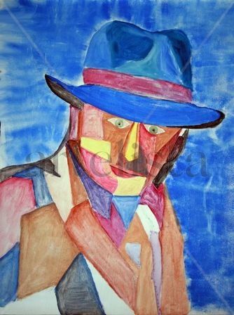 hombre con sombrero Acrylic Canvas Figure Painting