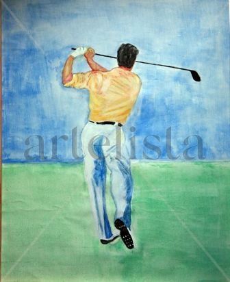 jugando al golf Acrylic Canvas Figure Painting