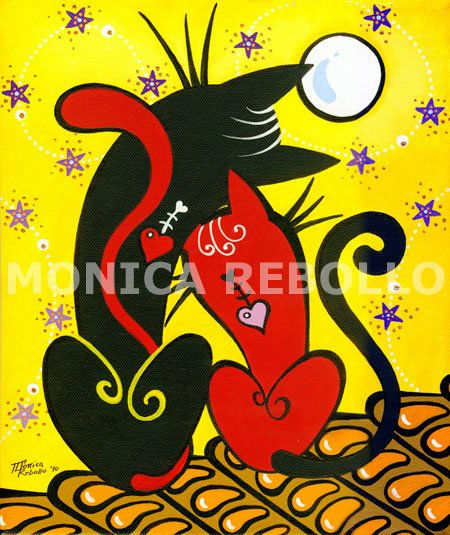 Amor gatuno Acrylic Canvas Animals