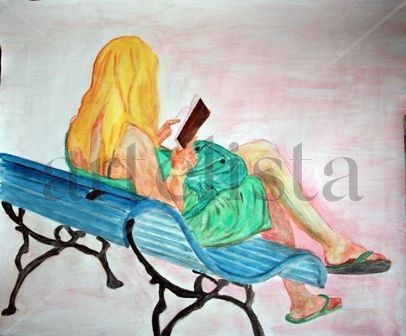 leyendo en el parque Acrylic Canvas Figure Painting