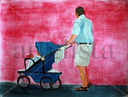 paseando a Pablo Acrylic Canvas Figure Painting