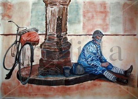 un descanso del guerrero Acrylic Canvas Figure Painting