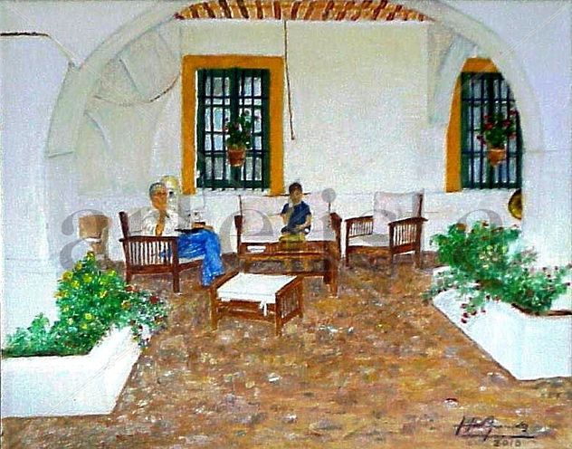 En el porche del cortijo