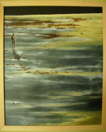 El bañista Oil Panel Marine Painting