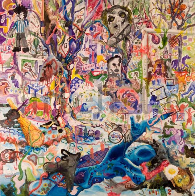 Parque azul -acrilico- 150x150cm