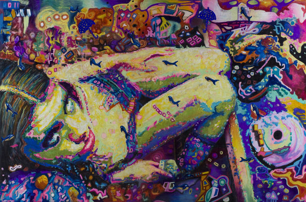 Perdidos en el mar---tiza-y-acrílico-134x200-cm