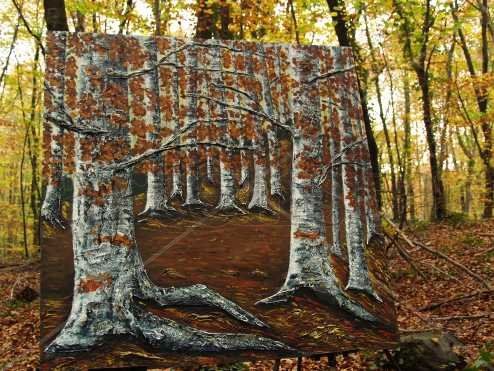 Fageda al novembre. Hayedo en noviembre Acrílico Tabla Paisaje