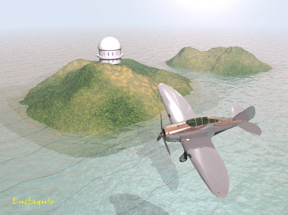 Avioneta y observatorio, (Plane and observatory)