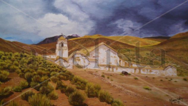 Capilla en los cerros. Jujuy Óleo Lienzo Paisaje