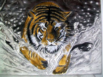 Tiger on water